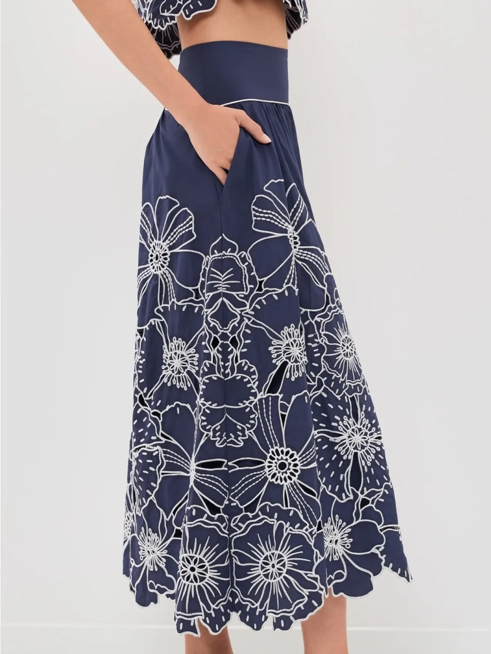 FARM Rio Flowers Richelieu Blue Skirt